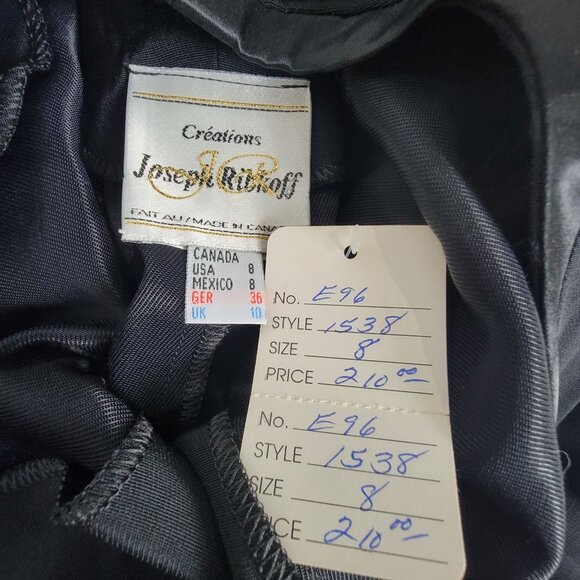 Vintage Joseph Ribkoff Womens Black Cap Sleeve Dress 8 Back Cutout New $210 - Picture 4 of 10